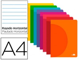 Libreta escolar Liderpapel 360° A4 48h 90g/m² horizontal tapa de plástico colores surtidos